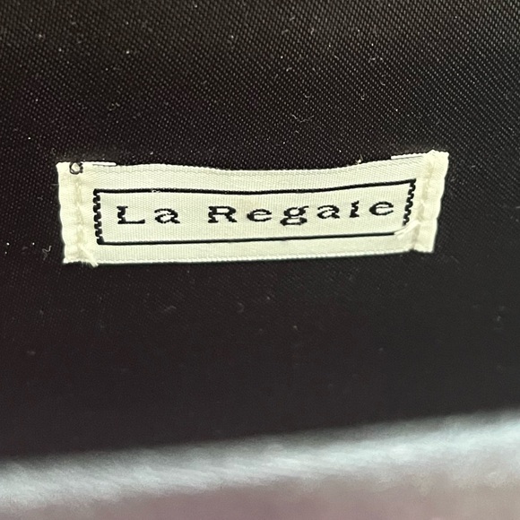 La Regale black beaded satin evening glam clutch/shoulder - Picture 5 of 6